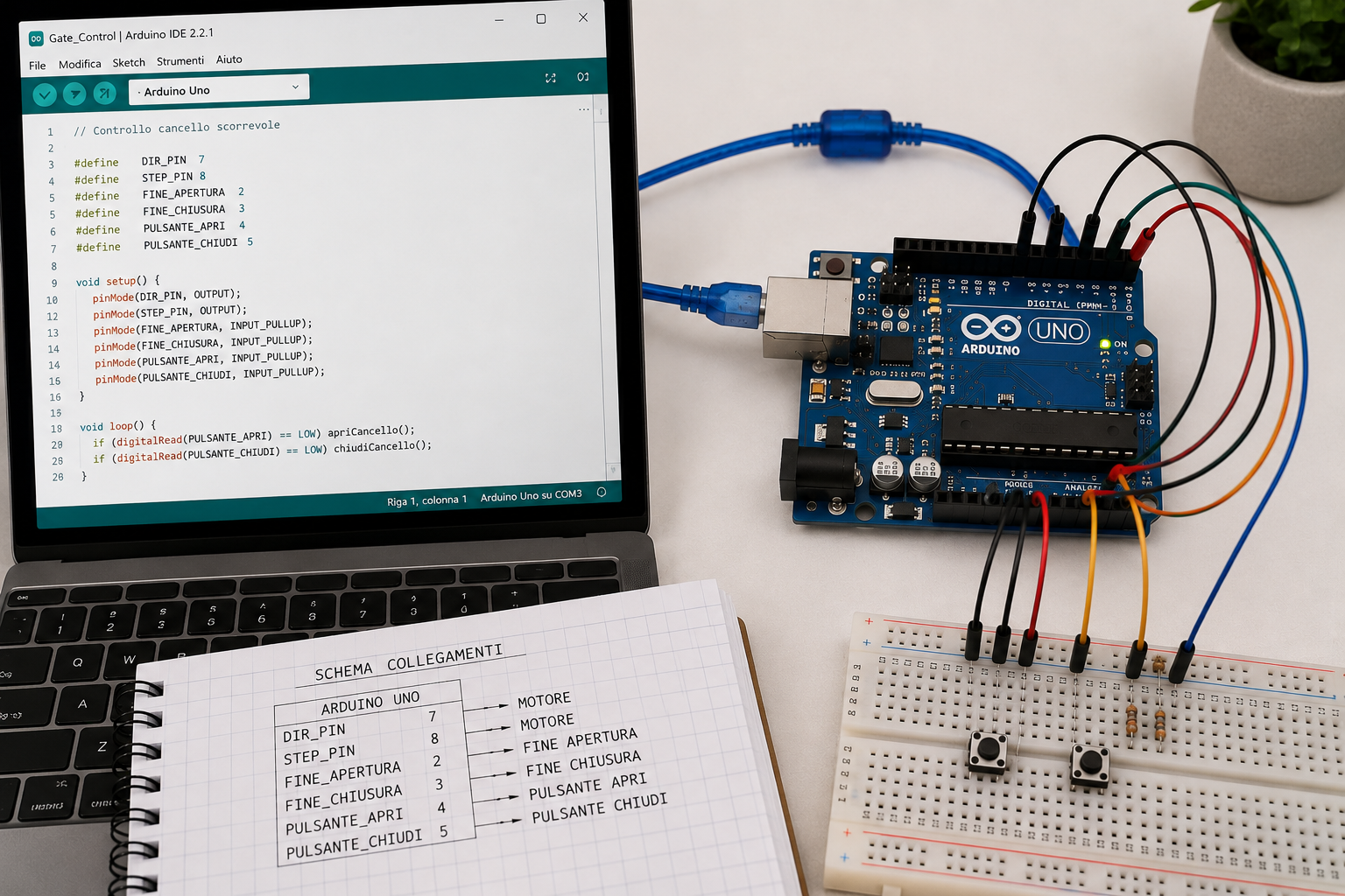 Dashboard Arduino Cloud configurata per il controllo remoto